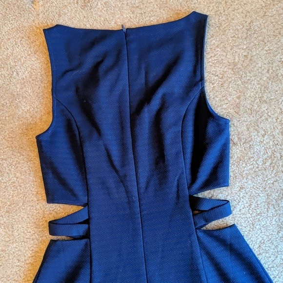 Blue Fit and Flare Dress with Cutouts - Picture 3 of 4
